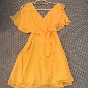 Yellow Flow Dress with Tie String
